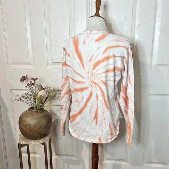 Gap Womens Tie Dye Orange Sweatshirt Sz S Beach Hippie Boho Surfer Classic - Picture 2 of 7